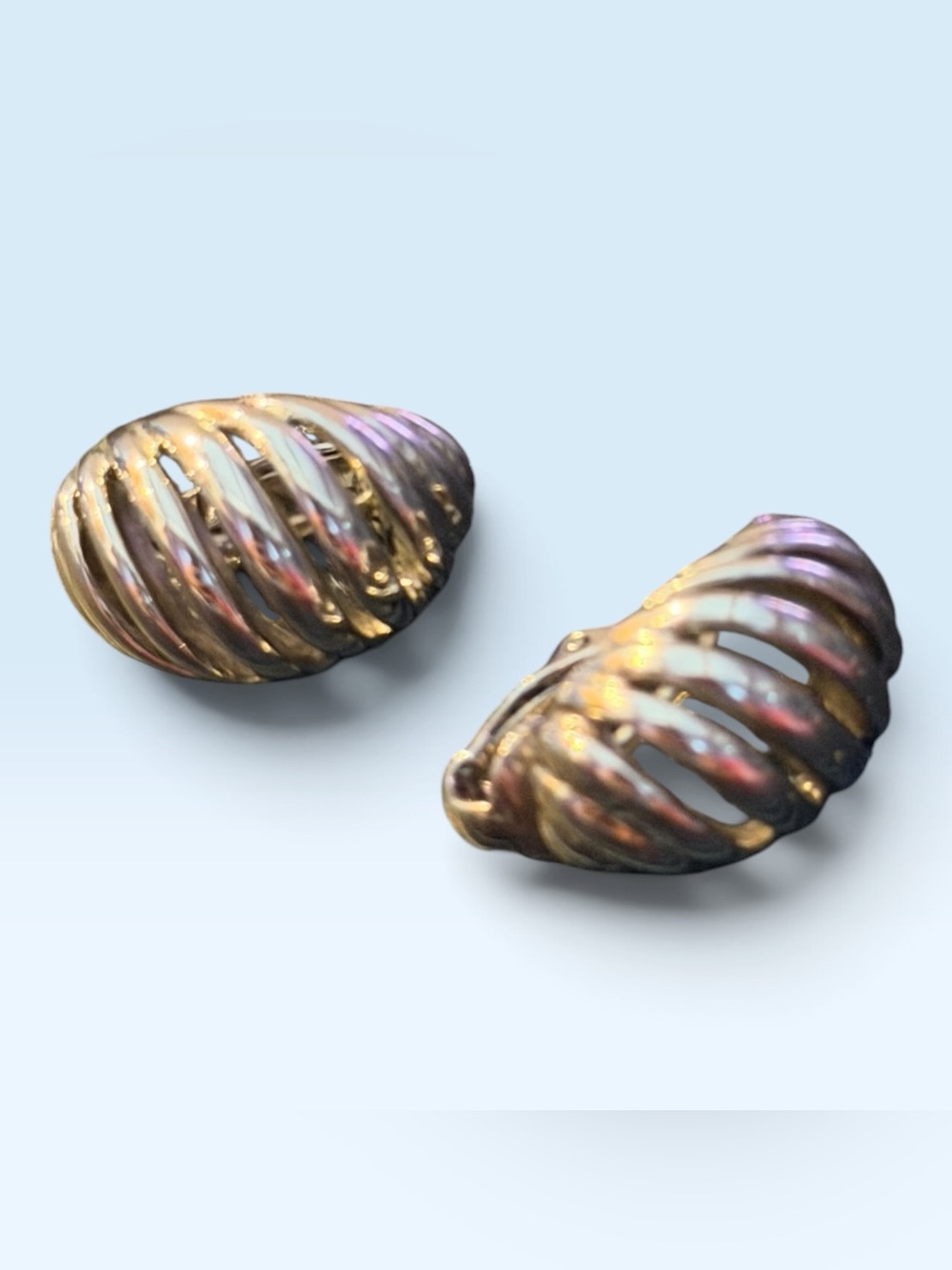 Silver tone  Shell clip on Earrings. Good weight